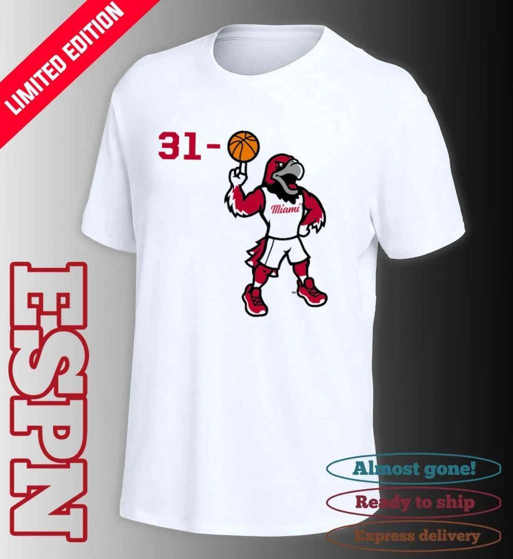 Official 31-0 Miami RedHawks Basketball Mascot Shirt