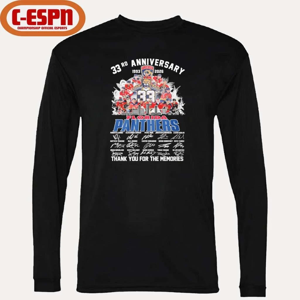 Official 33rd Anniversary 1933-2026 Florida Panthers Team Hockey Signatures Shirt