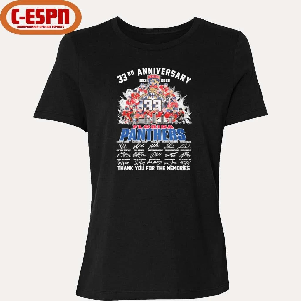 Official 33rd Anniversary 1933-2026 Florida Panthers Team Hockey Signatures Shirt