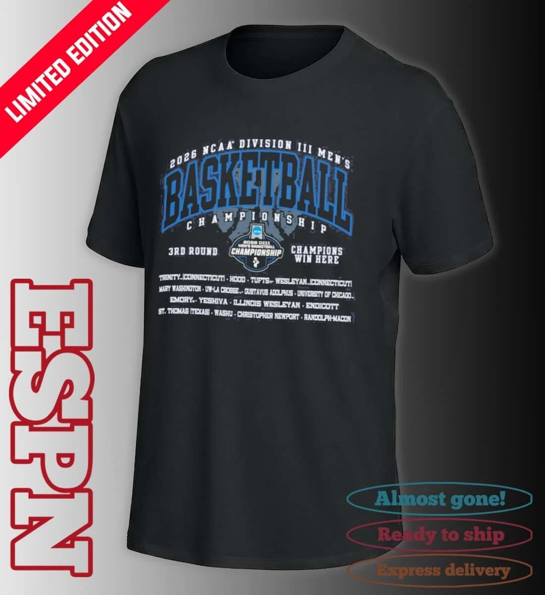 Official 3rd Round 2026 NCAA DIII Men’s Basketball Championship T-Shirt