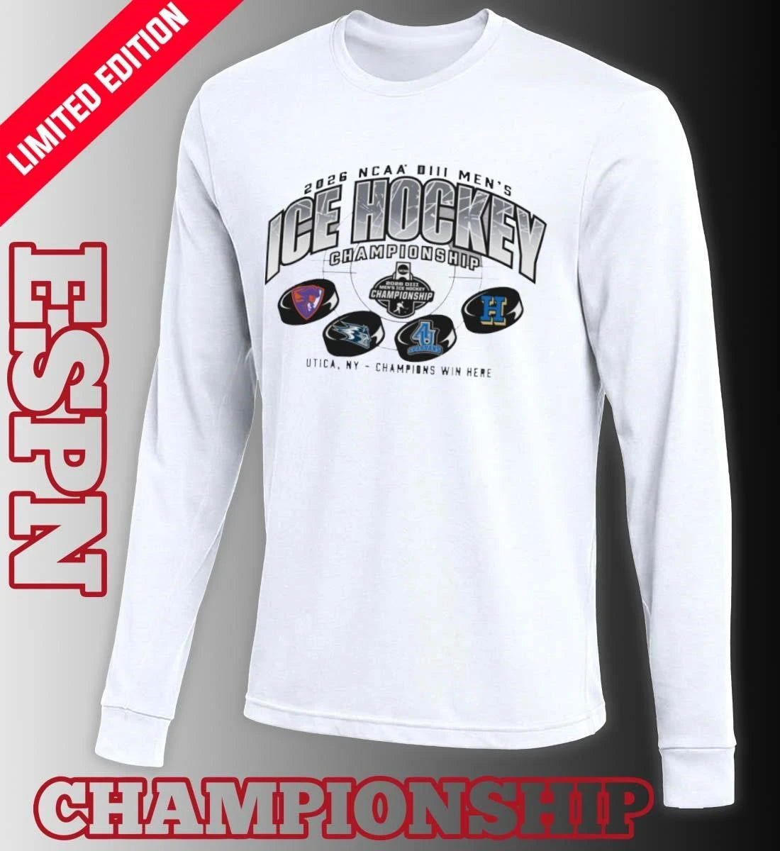 Official 4 Teams 2026 NCAA Division III Men’s Ice Hockey Championship Shirt