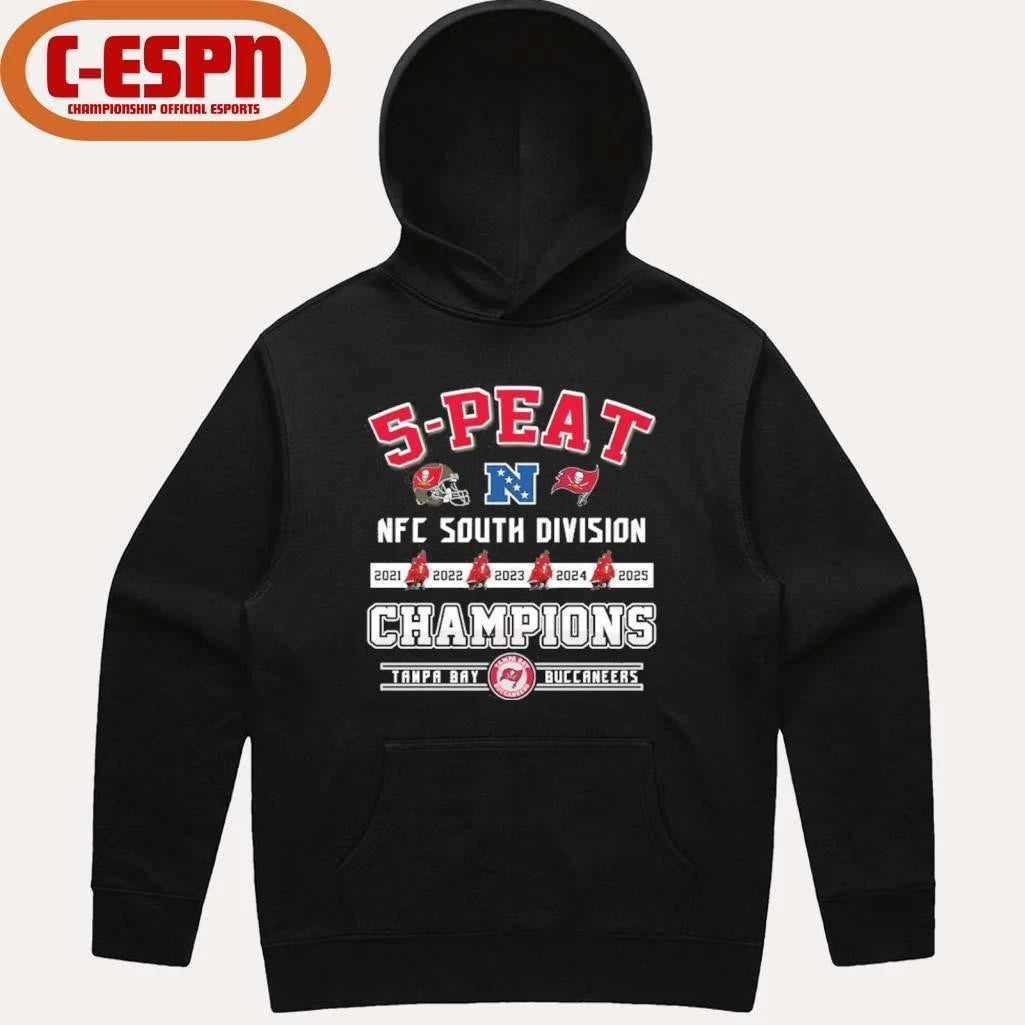 Official 5 Peat NFC South Champions Tampa Bay Buccaneers Shirt