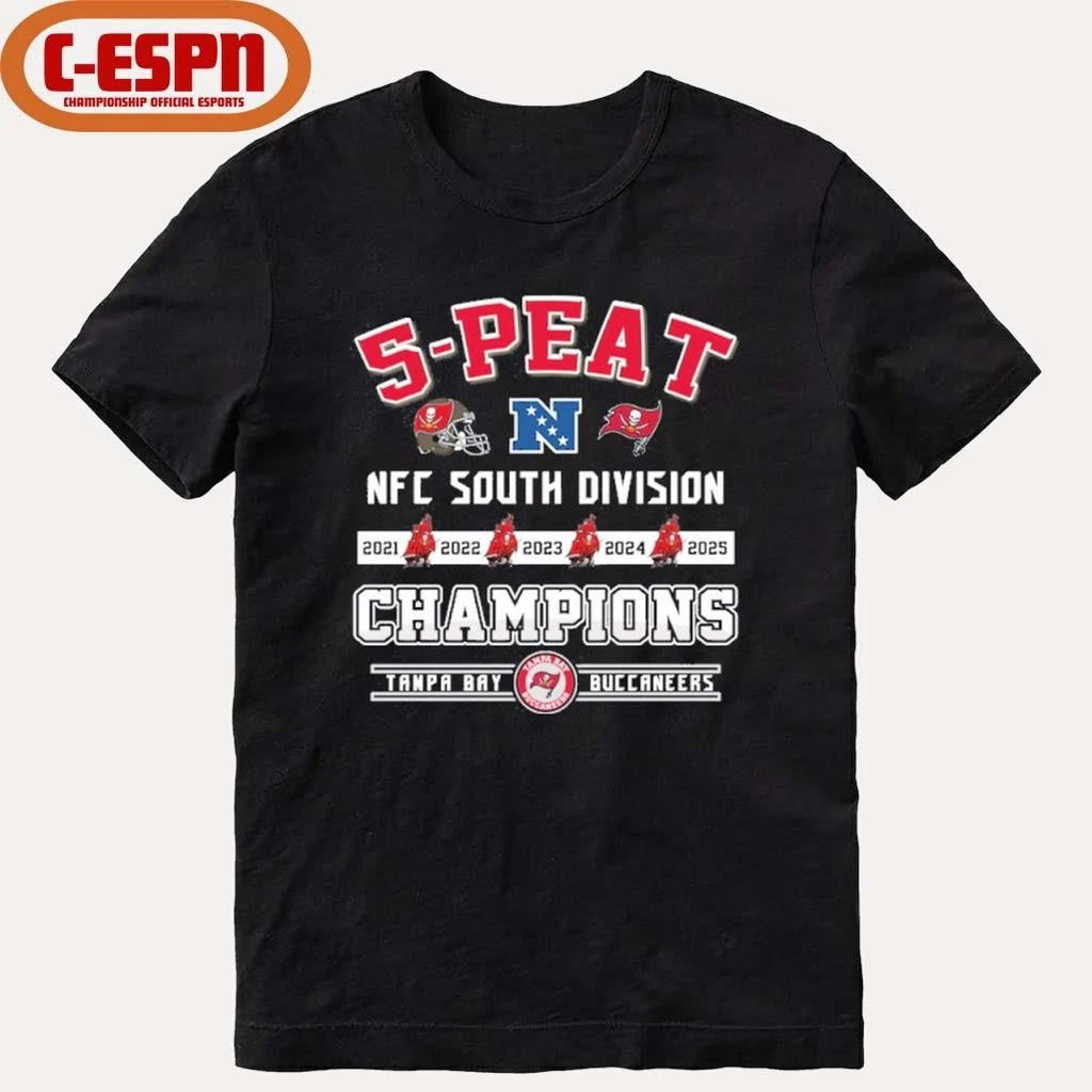 Official 5 Peat NFC South Champions Tampa Bay Buccaneers Shirt