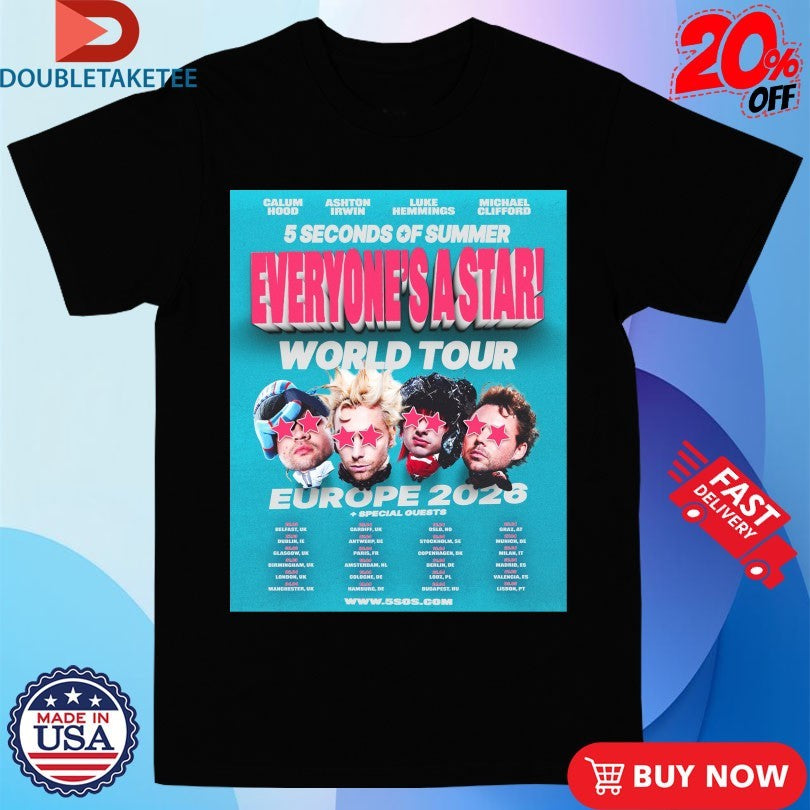 Official 5 Seconds of Summer Everyone’s A Star 2026 World Tour Europe Schedule Cities Tour Dates Shirts