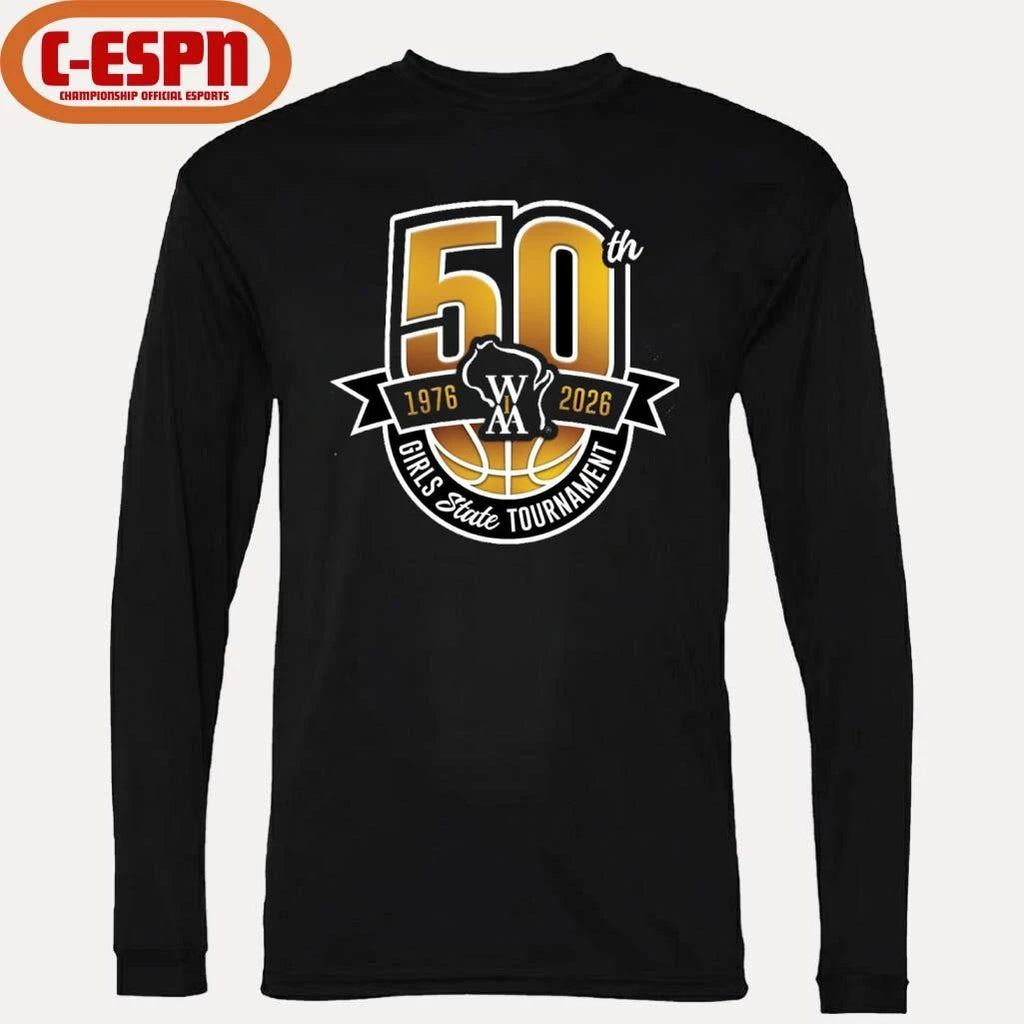 Official 50th 1976-2026 WIAA Girls State Basketball Tournament Shirt