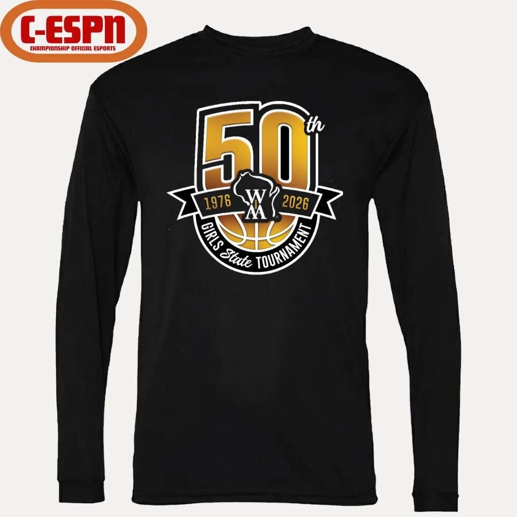 Official 50th 1976-2026 WIAA Girls State Basketball Tournament Shirt