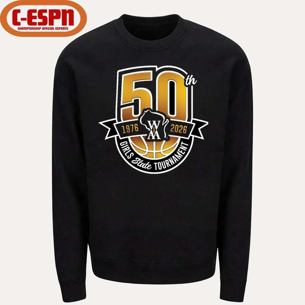 Official 50th 1976-2026 WIAA Girls State Basketball Tournament Shirt
