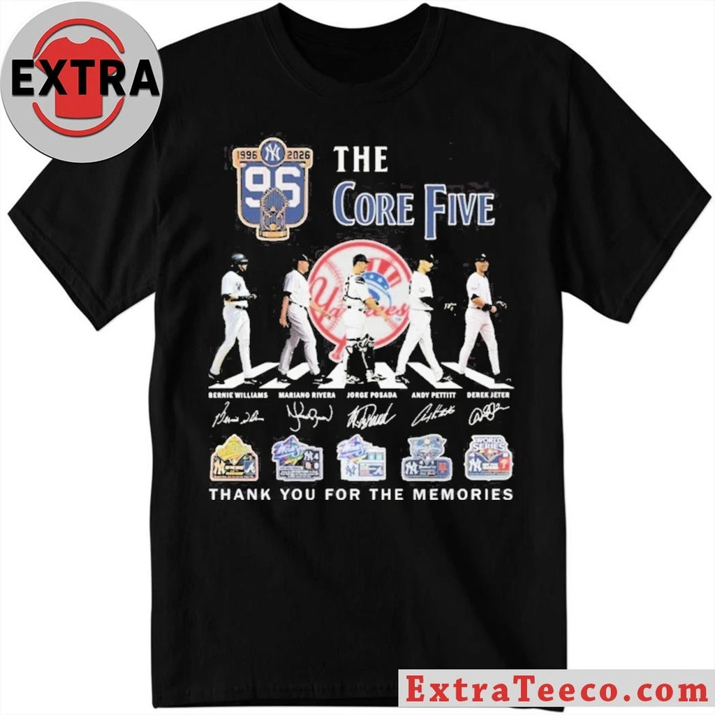 Official A commemorative T-shirt celebrating the 30th anniversary (1996-2026) of the New York Yankees’ The Core Five players