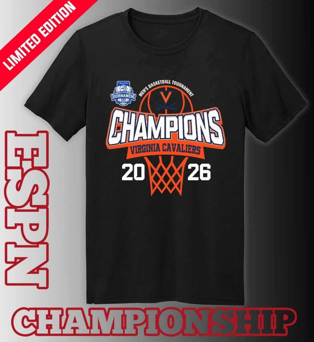 Official ACC Men’s Basketball Tournament 2026 Champions Virginia Cavaliers T-Shirt