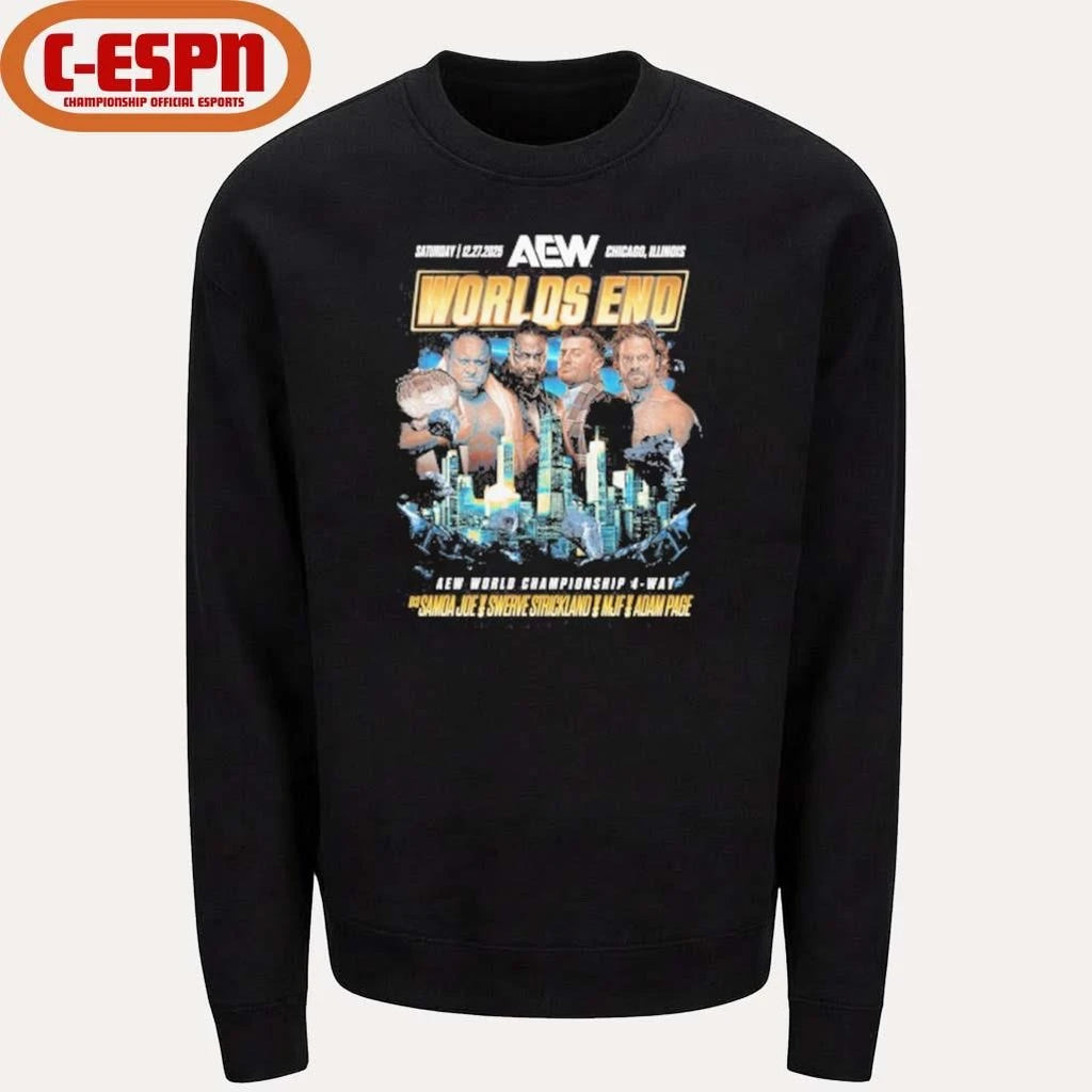 Official AEW Worlds End 2025 Matchup – Samoa Joe vs Hangman Adam Page vs Swerve Strickland vs MJF Shirt