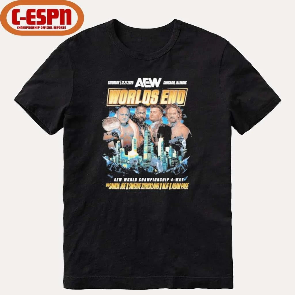 Official AEW Worlds End 2025 Matchup – Samoa Joe vs Hangman Adam Page vs Swerve Strickland vs MJF Shirt