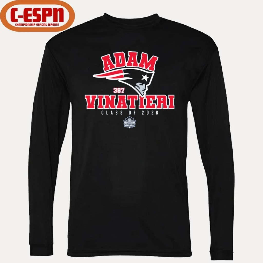 Official Adam Vinatieri NE Patriots Class of 2026 Hall Of Fame Enshrinee T-Shirt