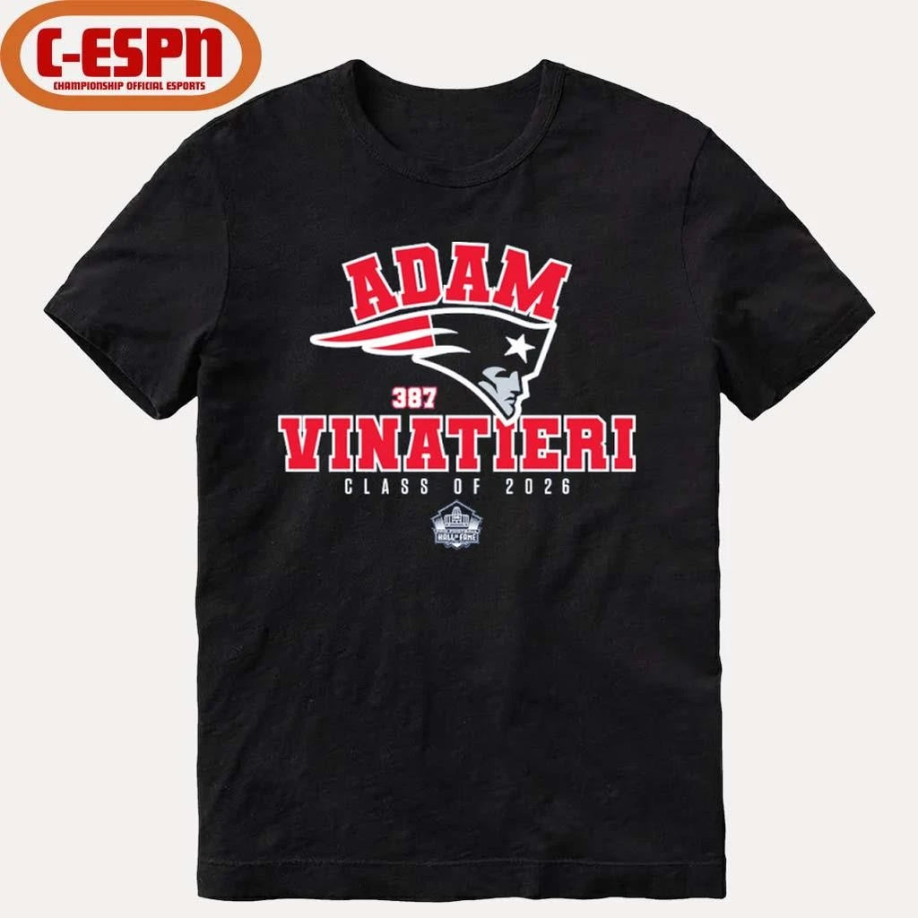 Official Adam Vinatieri NE Patriots Class of 2026 Hall Of Fame Enshrinee T-Shirt