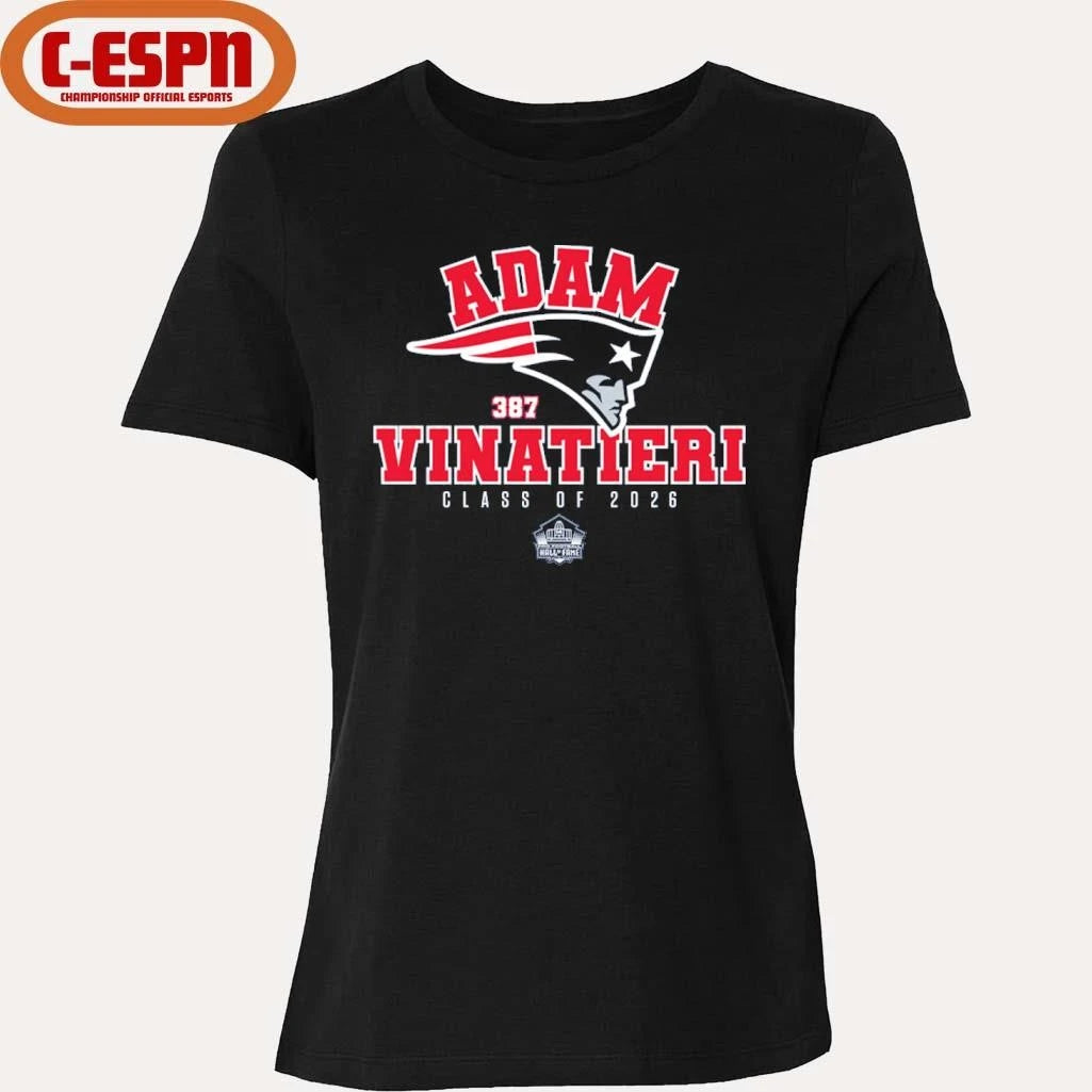 Official Adam Vinatieri NE Patriots Class of 2026 Hall Of Fame Enshrinee T-Shirt