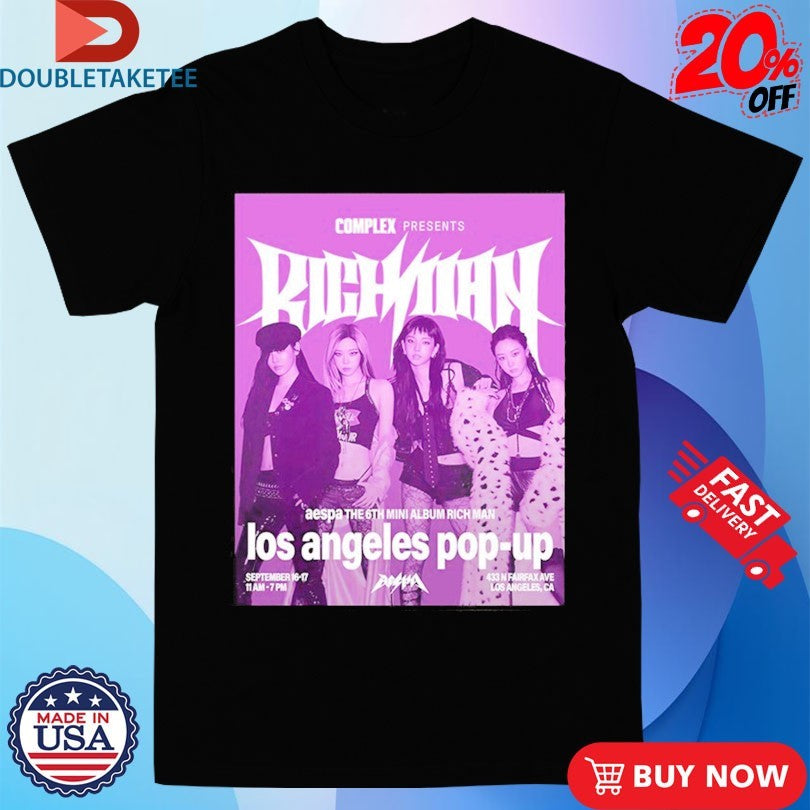 Official Aespa The 6th Mini Album Rich Man Los Angeles Pop Up September 2025 Shirts