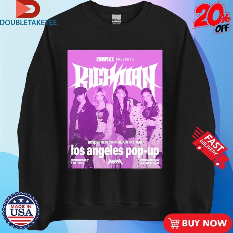 Official Aespa The 6th Mini Album Rich Man Los Angeles Pop Up September 2025 Shirts