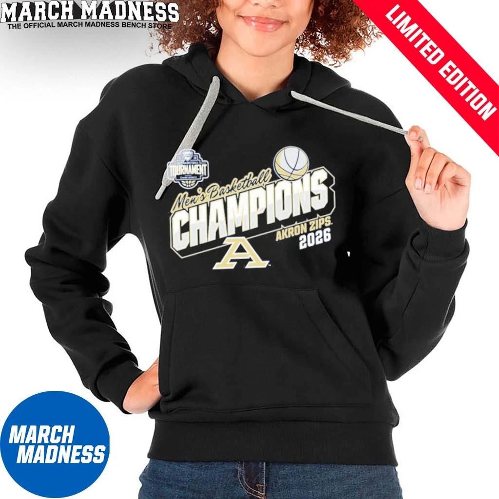 Official Akron Zips 2026 MAC Men’s Basketball Tournament Champions Locker Room T-Shirt