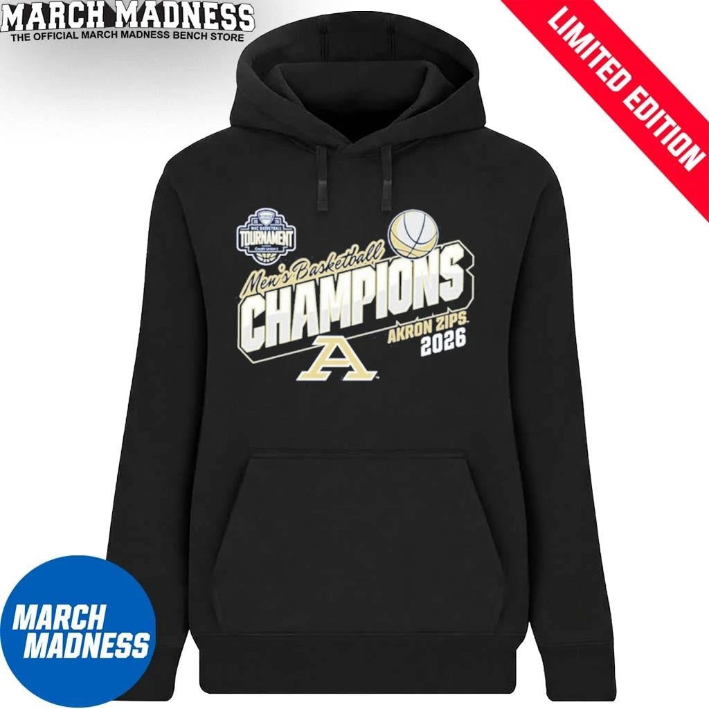 Official Akron Zips 2026 MAC Men’s Basketball Tournament Champions Locker Room T-Shirt