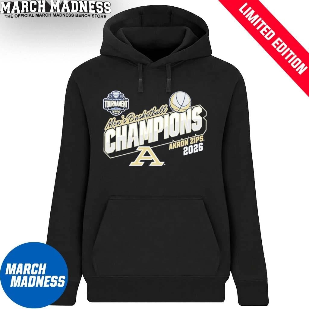 Official Akron Zips 2026 MAC Men’s Basketball Tournament Champions Locker Room T-Shirt