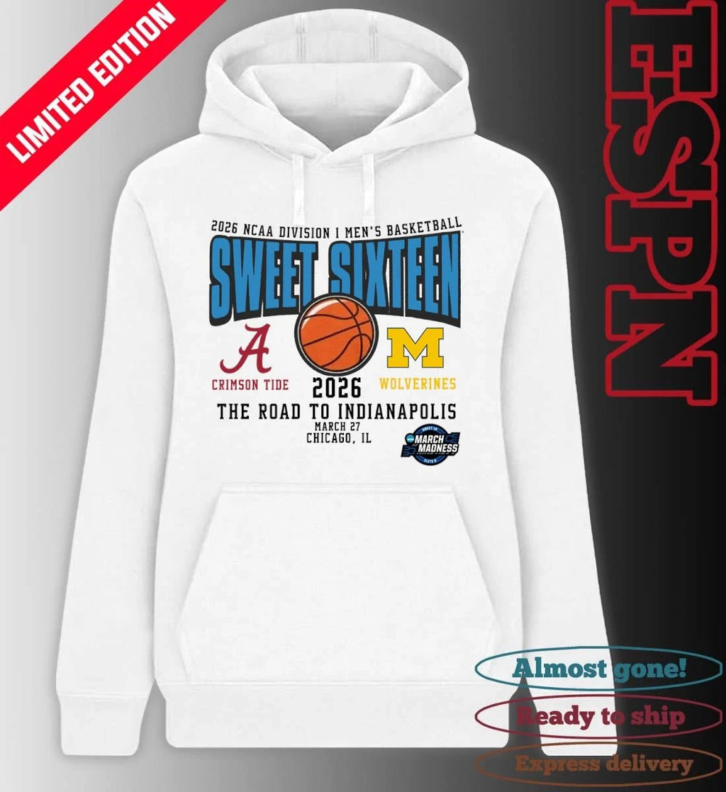 Official Alabama Vs Michigan 2026 NCAA DI Men’s Basketball Tournament Sweet Sixteen T-Shirt