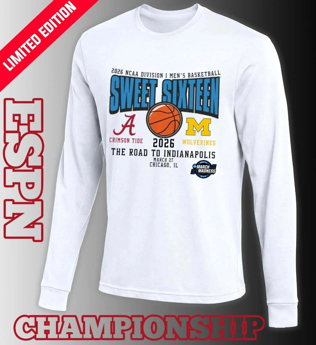 Official Alabama Vs Michigan 2026 NCAA DI Men’s Basketball Tournament Sweet Sixteen T-Shirt