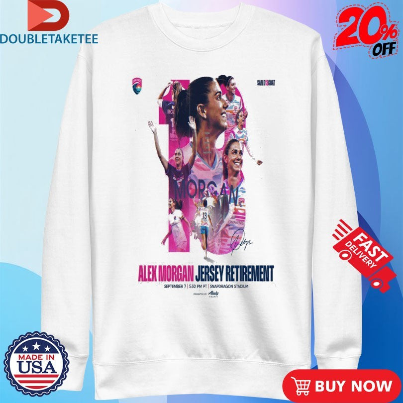 Official Alex Morgan Jersey Retirement September 7, 2025 Snapdragon Stadium San Diego Wave FC Shirts