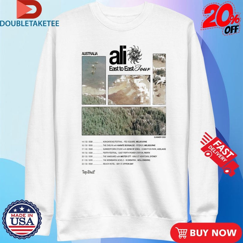Official Ali Australia 2026 East To East Tour Dates Shirts