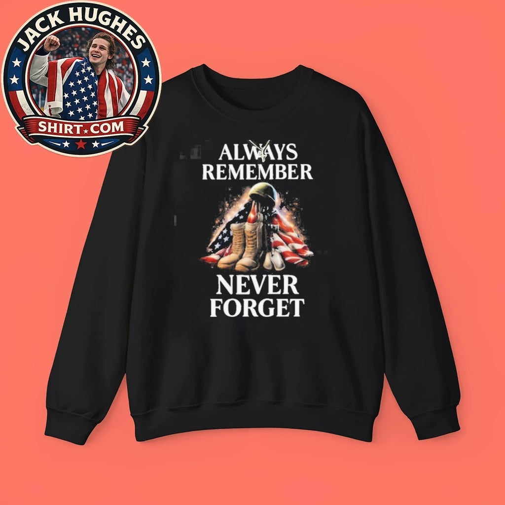 Official Always Remember Never Forget American Flag Boots Memorial Shirt