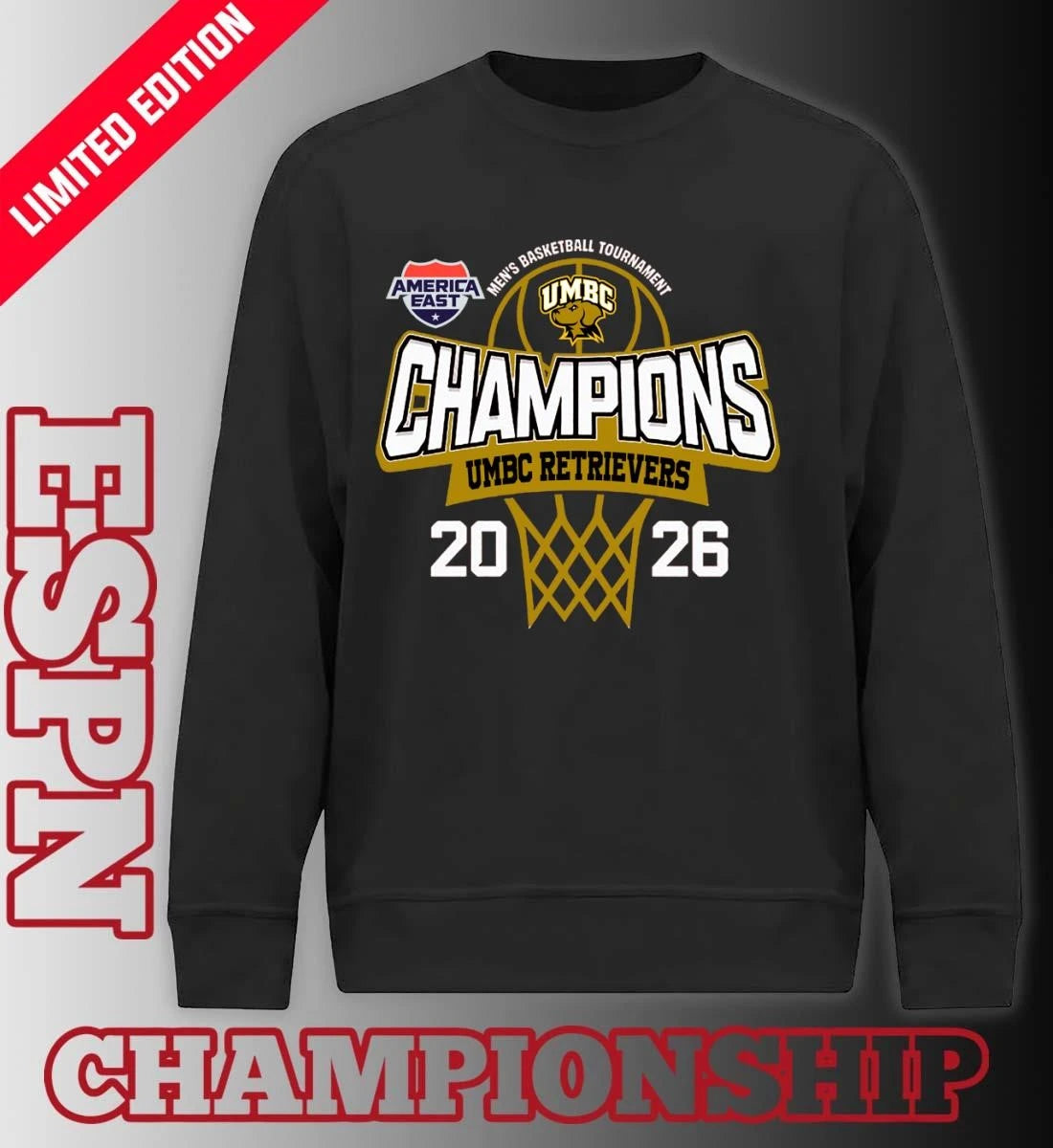 Official America East Conference Men’s Basketball Tournament 2026 Champions UMBC Retrievers T-Shirt