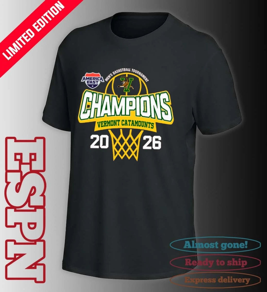 Official America East Conference Men’s Basketball Tournament 2026 Champions Vermont Catamounts T-Shirt