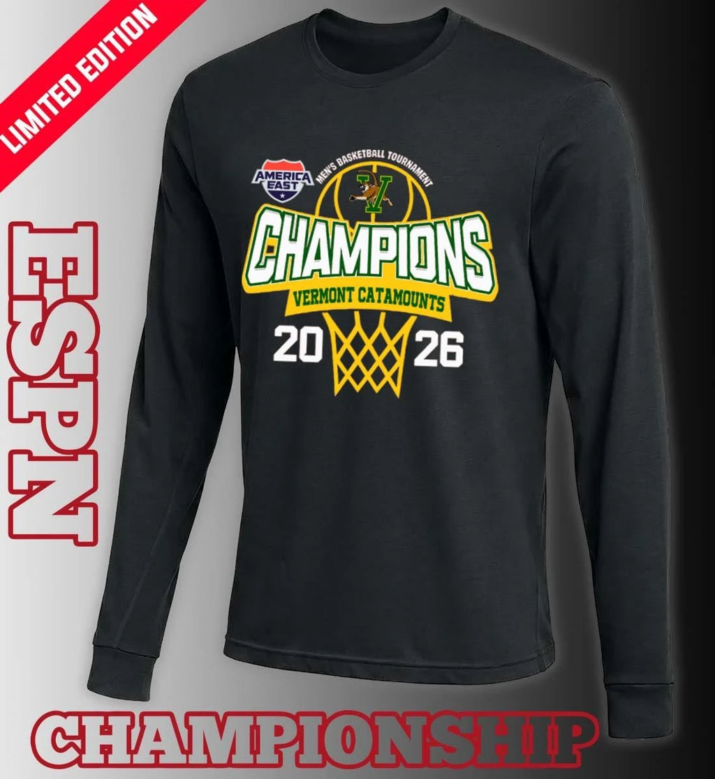 Official America East Conference Men’s Basketball Tournament 2026 Champions Vermont Catamounts T-Shirt