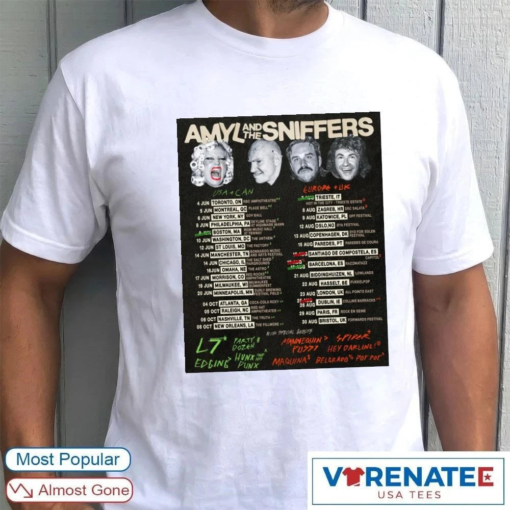 Official Amyl and the Sniffers Zagreb, Oslo, Copenhagen, and London Poster T-Shirt