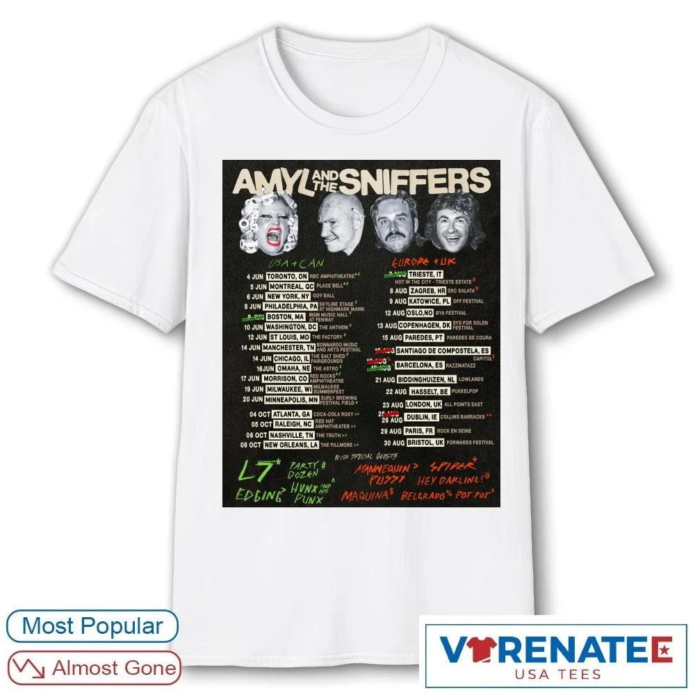 Official Amyl and the Sniffers Zagreb, Oslo, Copenhagen, and London Poster T-Shirt