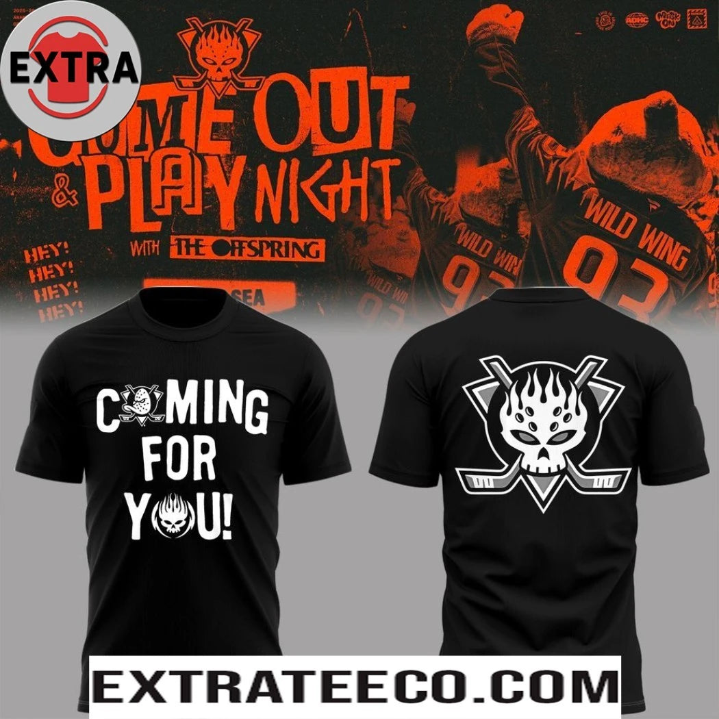 Official Anaheim Ducks Come Out &amp; Play Night With The Offspring Logo Two Sided T-Shirt