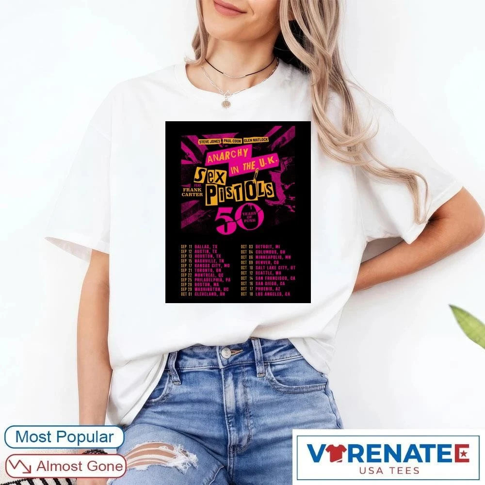 Official Anarchy In The UK Sex Pistols 50 Years Of Punk September – October 2026 Poster t-shirt