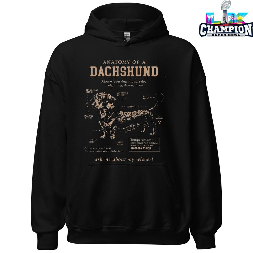 Official Anatomy Of A Dachshund Ask Me About My Wiener Temperament Schematic T-shirts