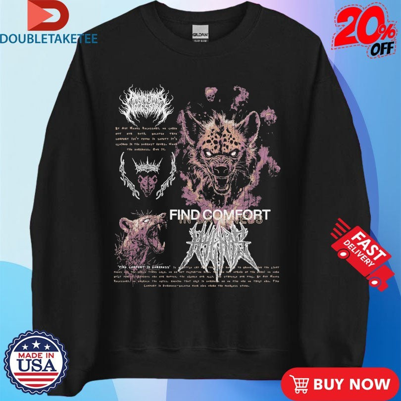 Official Any Means Necessary Find Comfort In Darkness Mantra Shirts
