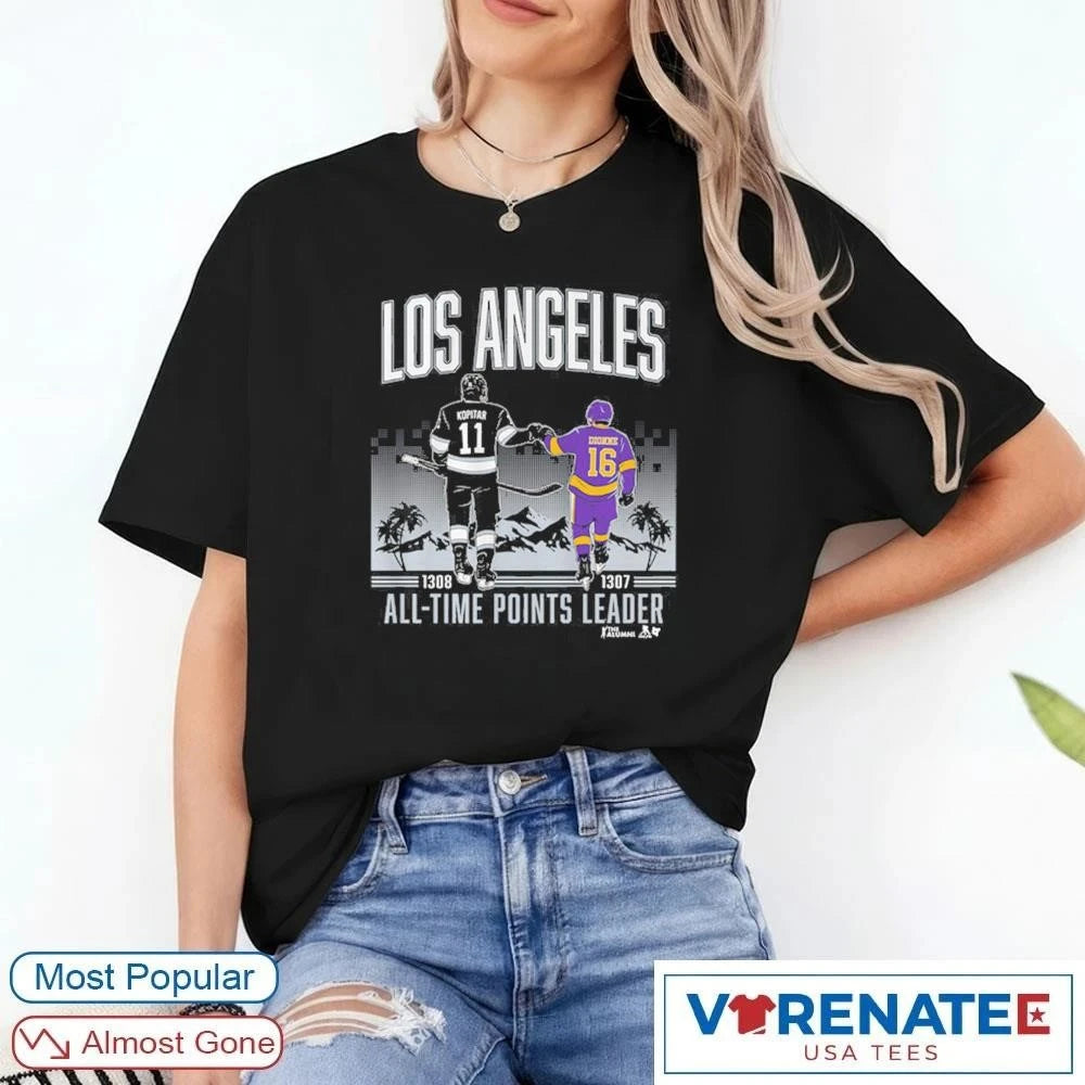 Official Anze Kopitar and Marcel Dionne Los Angeles Kings All-Time Points Leader t-shirt