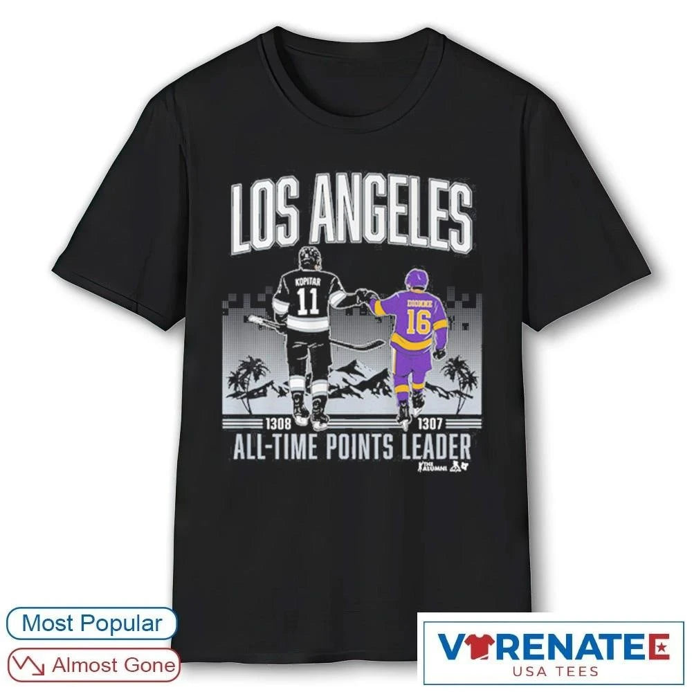 Official Anze Kopitar and Marcel Dionne Los Angeles Kings All-Time Points Leader t-shirt