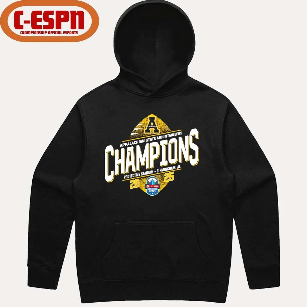 Official Appalachian State Mountaineers 2025 Birmingham Bowl Champions T-Shirt
