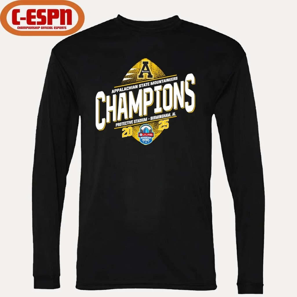 Official Appalachian State Mountaineers 2025 Birmingham Bowl Champions T-Shirt