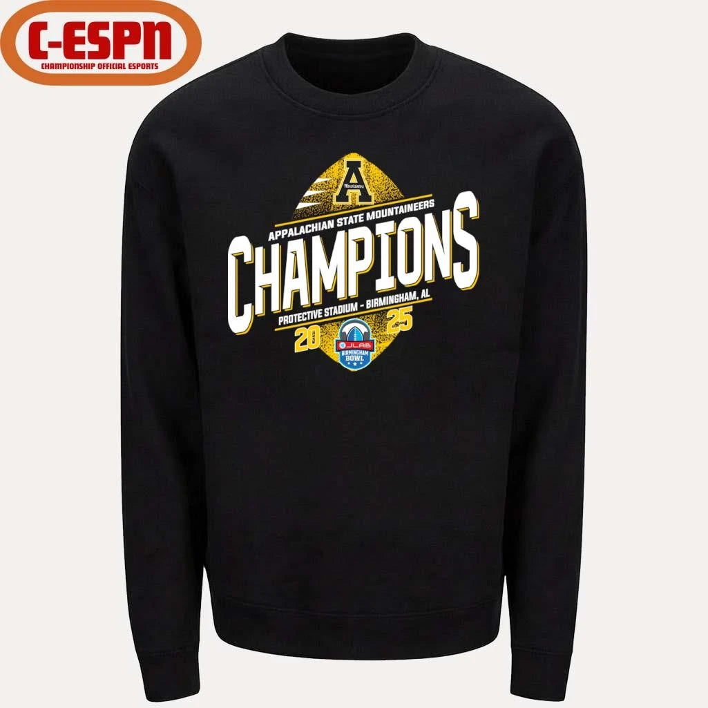 Official Appalachian State Mountaineers 2025 Birmingham Bowl Champions T-Shirt