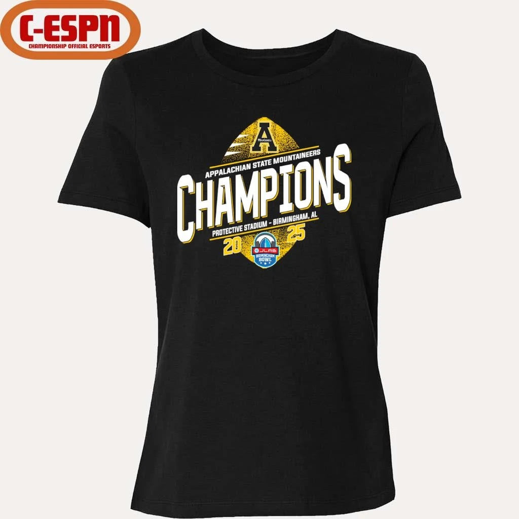 Official Appalachian State Mountaineers 2025 Birmingham Bowl Champions T-Shirt