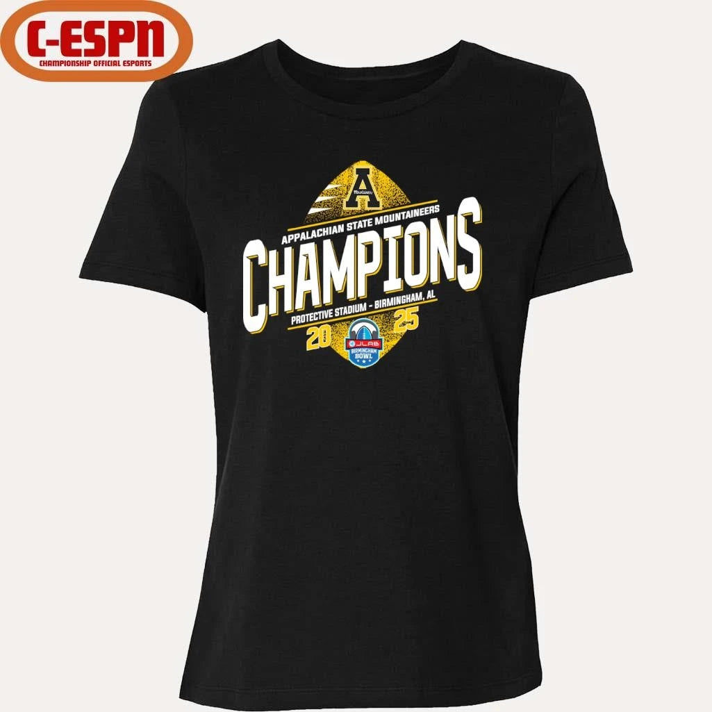 Official Appalachian State Mountaineers 2025 Birmingham Bowl Champions T-Shirt