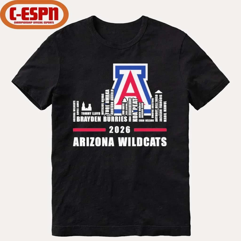Official Arizona Basketball Skyline Player Names 2026 Shirt