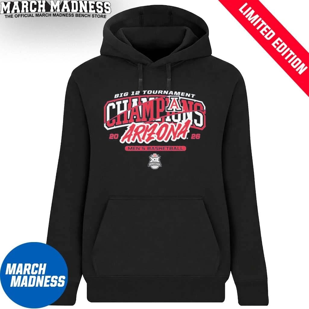 Official Arizona Men’s Basketball 2026 Big 12 Tournament Champions Banner T-Shirt