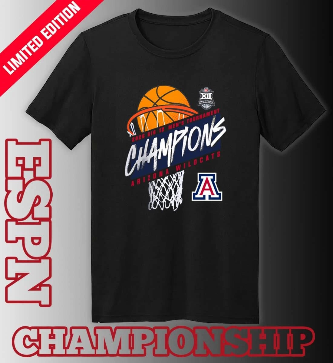 Official Arizona Men’s Basketball Big 12 Conference Tournament Champions 2026 T-Shirt