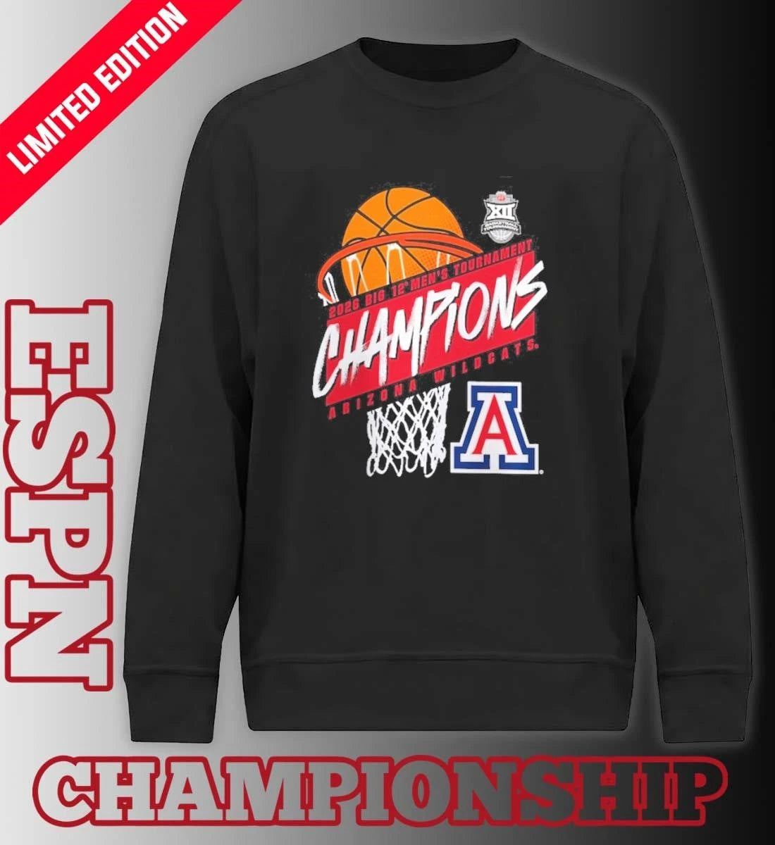 Official Arizona Men’s Basketball Big 12 Tournament Champions T-Shirt