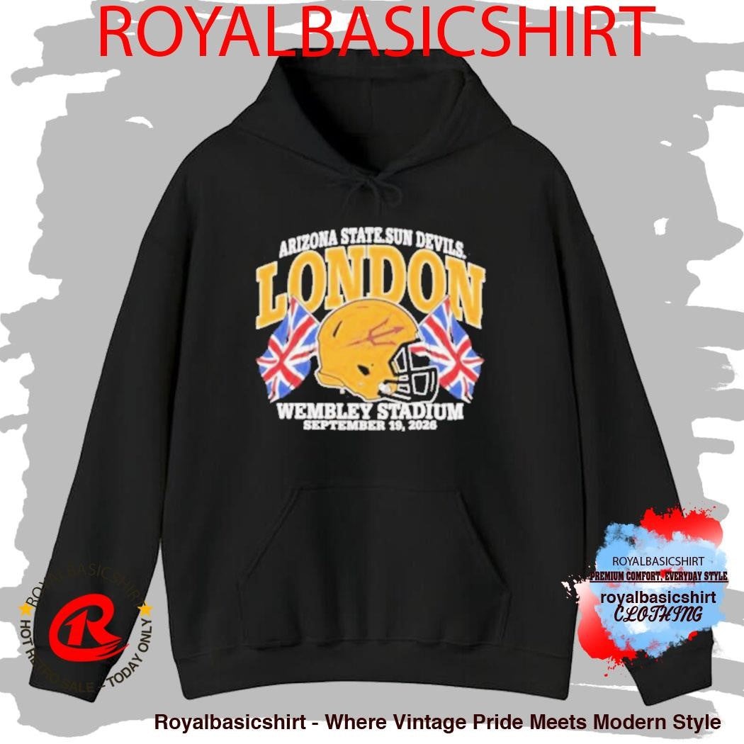 Official Arizona State Sun Devils London Wembley Stadium September 19 2026 Football Black Shirt