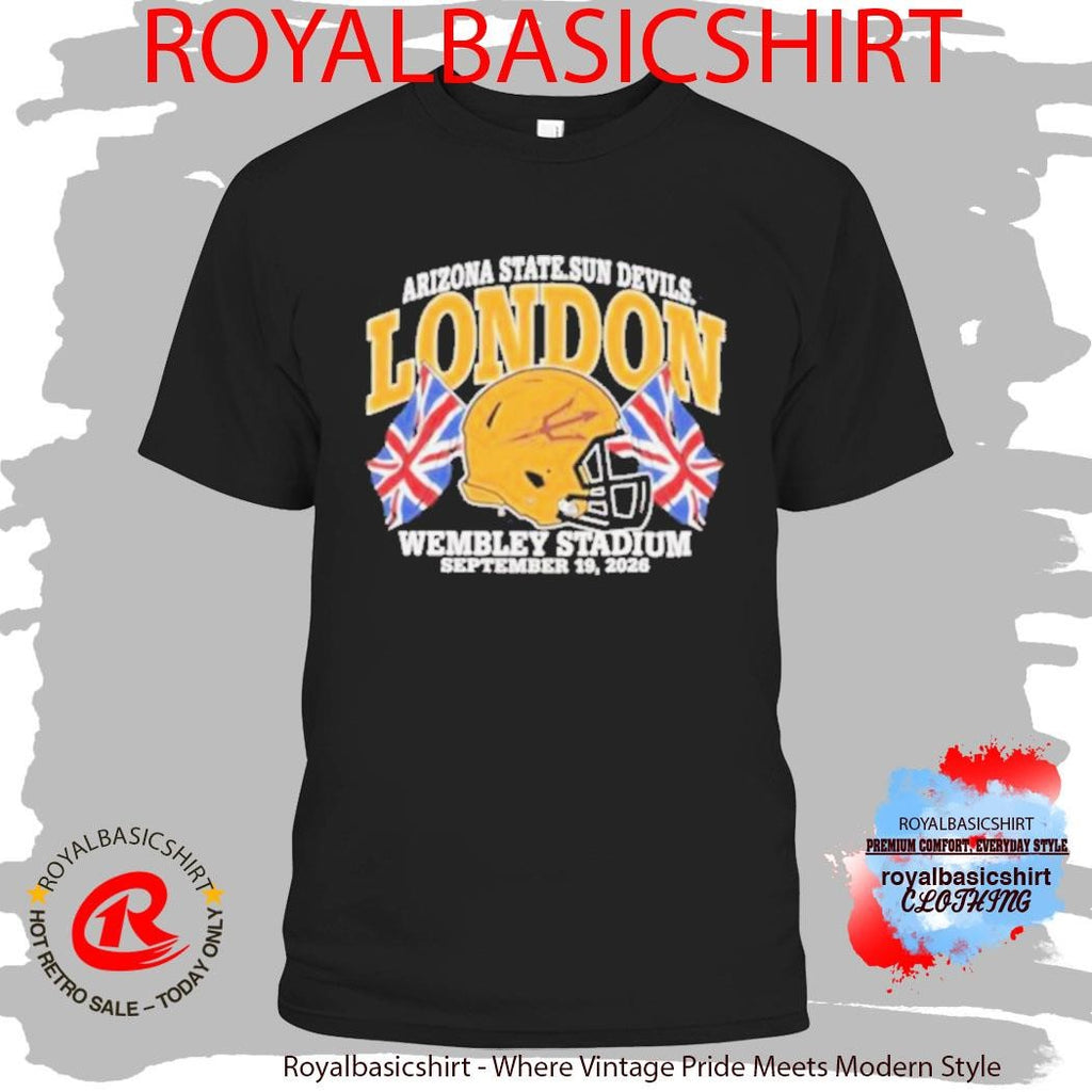 Official Arizona State Sun Devils London Wembley Stadium September 19 2026 Football Black Shirt